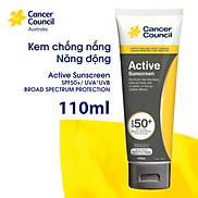 Kem chống nắng năng động Cancer Council Active SPF 50+ PA ++++ 110ml