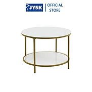 Bàn cafe JYSK Gadevang kính cường lực kim loại trắng vàng DK65xC45cm