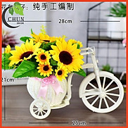 Hoa giả - Giỏ xe đạp hoa hướng dương nhiều mẫu cao 22cm để bàn