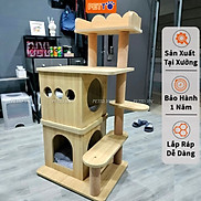 Nhà cây cho mèo PETTO nhà mèo 2 tầng bằng GỖ thiết kế hiện đại