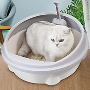 Chậu cát hình tròn cho mèo tặng kèm xẻng - Genyo cat litter box 015  màu