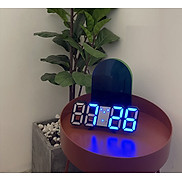 Đồng hồ đèn led để bàn có đo nhiệt độ - Đen  TẶNG MÓC KHÓA GỖ