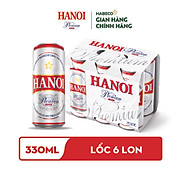 Lốc 6 lon Bia Hanoi Premium 330ml lon
