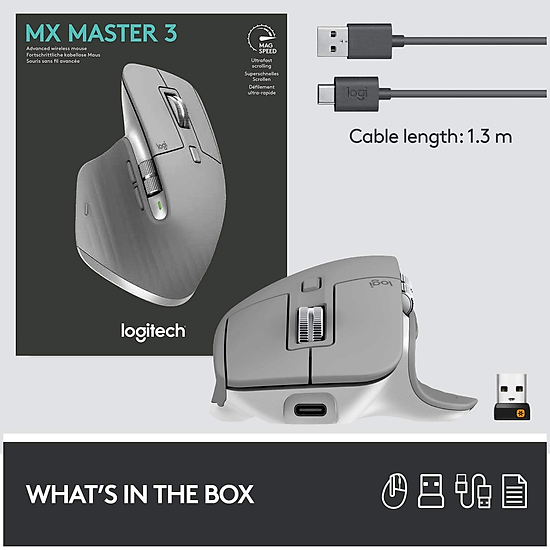 Chuột bluetooth không dây logitech mx master 3 màu xám- hàng chính hãng - ảnh sản phẩm 3