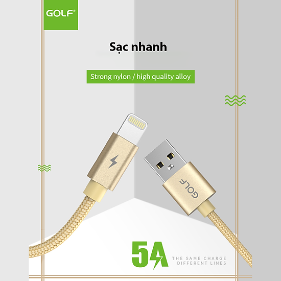 Cáp sạc nhanh 5a dùng cho iphone golf gc76 chiều dài 1m - hàng chính hãng - ảnh sản phẩm 6