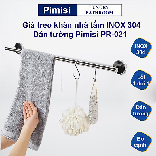 Giá treo khăn tắm dán tường pimisi inox 304 dùng để treo quần áo - ảnh sản phẩm 1