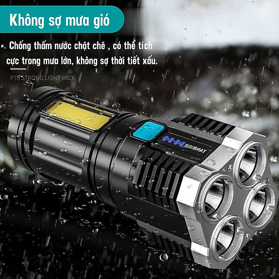 Đèn pin, đèn pin led cod mini 4 bóng sạc usb tiện dụng mang theo du lịch - ảnh sản phẩm 8