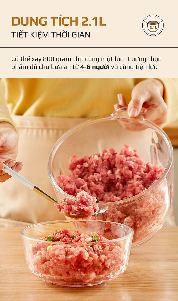 máy xay thịt, thực phẩm đa năng olivo fc21 thương hiệu mỹ dung tích 2.1l công suất 500w - hàng chính hãng 4