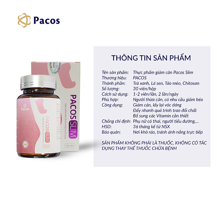 Thực phẩm hỗ trợ giảm cân nhanh Pacos Slim chiết xuất thiên nhiên vitamin an toàn hiệu quả 1