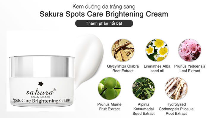 kem dưỡng trắng da và ngăn ngừa sạm nám sakura spots care brightening cream (13g) 2