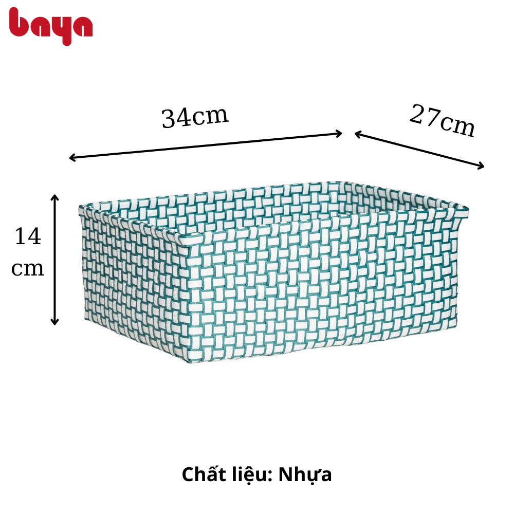 giỏ đựng đồ baya bella đan từ sợi nhựa bền chắc chống nước giúp sắp xếp vật dụng phòng ngủ, phòng tắm 2001020 5