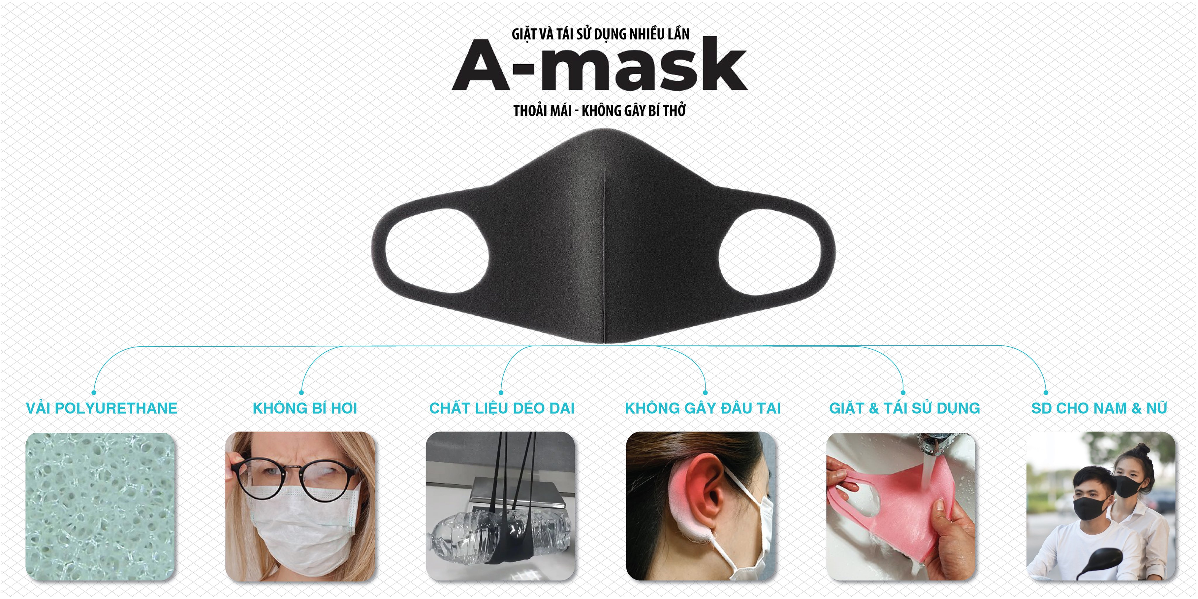 COMBO 3 Cái Khẩu Trang A-Mask 3D Kháng Khuẩn - Lọc Bụi Mịn - Tái Sử Dụng Nhiều Lần 3
