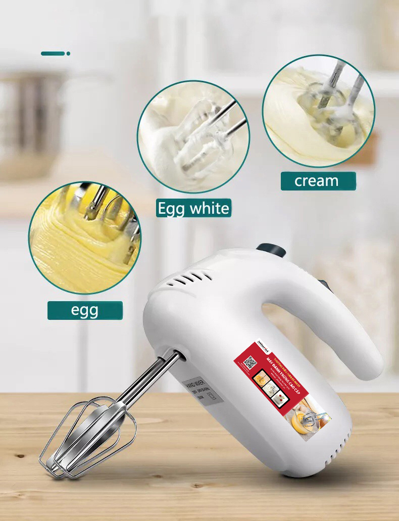 máy đánh trứng jubileemart, máy đánh bột làm bánh cầm tay 5 tốc độ tặng kèm gậy đánh trứng thiết kế thời trang hiện đại sang trọng 3