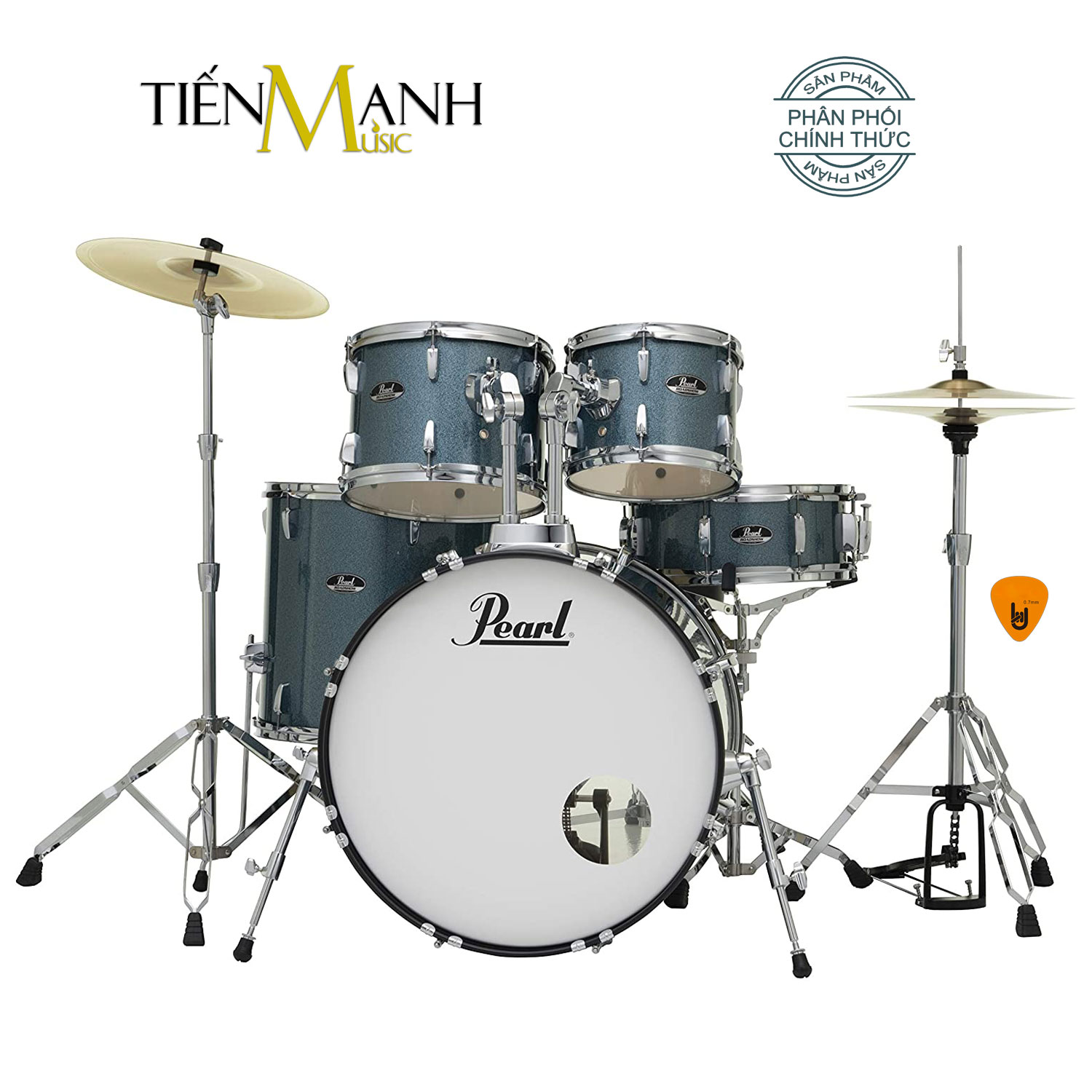 bộ trống dàn cơ pearl jazz drum rs525sc-c703 màu xanh biển glitter rs525scc703 hàng chính hãng - kèm móng gẩy dreammaker 1