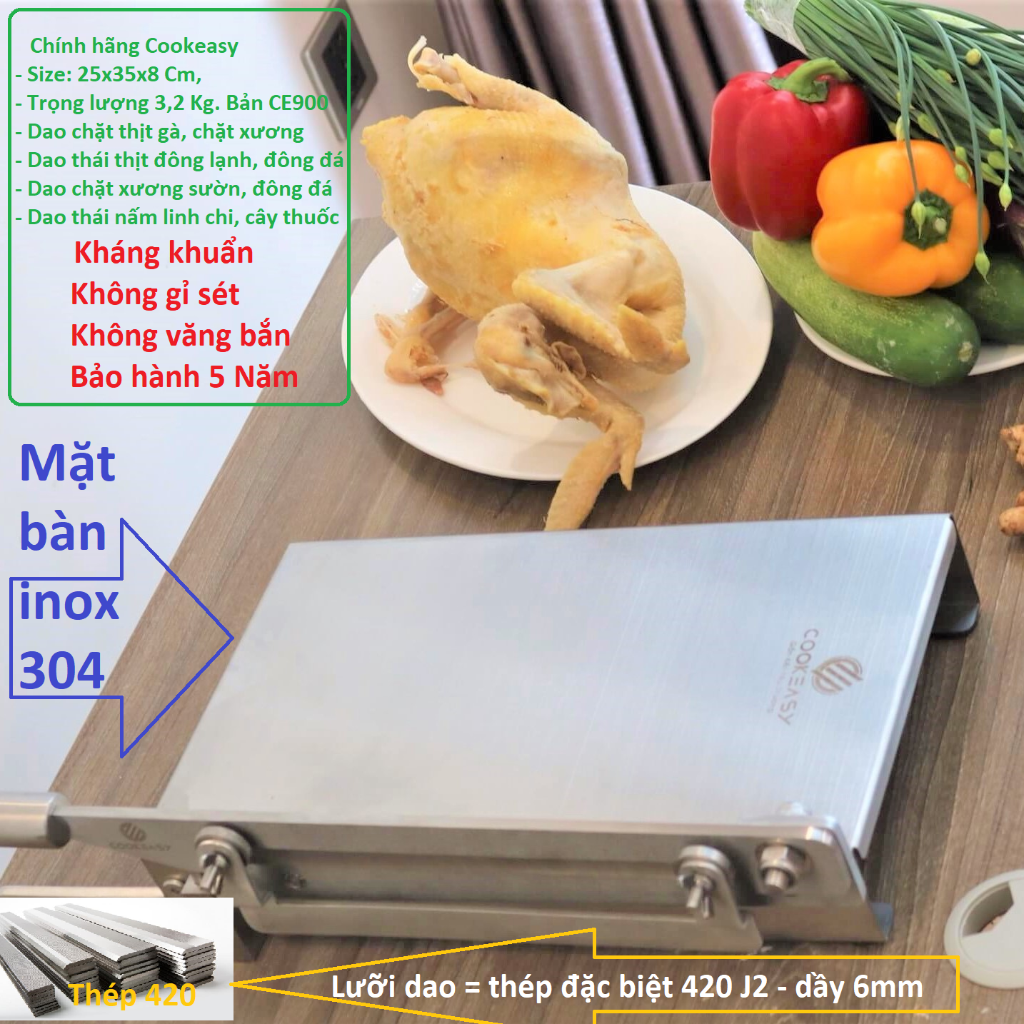 máy cắt thịt đông lạnh, cắt gà, cắt xương đa năng cầm tay hàng chính hãng cookeasy. bản dao chặt gà cao cấp ce900 7