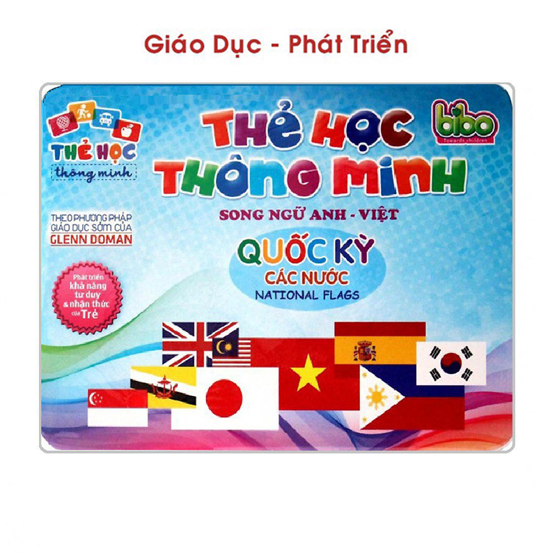 thẻ học thông minh flashcard cho bé - bộ thẻ glenn doman cờ các nước 1