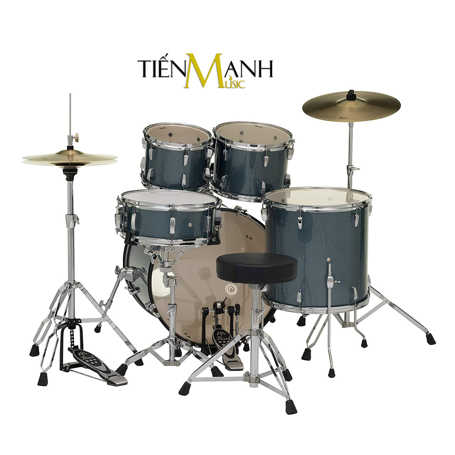 bộ trống dàn cơ pearl jazz drum rs525sc-c703 màu xanh biển glitter rs525scc703 hàng chính hãng - kèm móng gẩy dreammaker 3