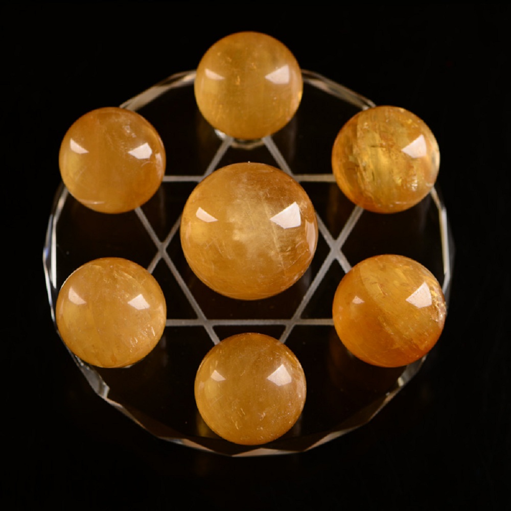 đĩa thất tinh trận đồ đá thạch anh vàng tự nhiên - maxi - 15cm - hợp mệnh kim, thổ 2