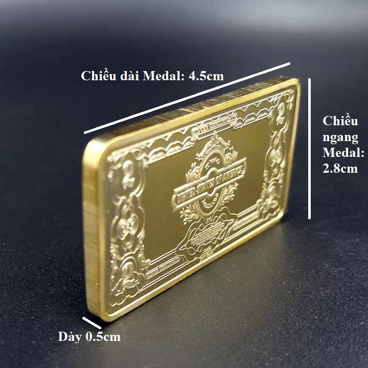 hộp quà tặng medal vàng 7 mệnh giá 1-100 dollars mỹ, dùng để sưu tầm 12