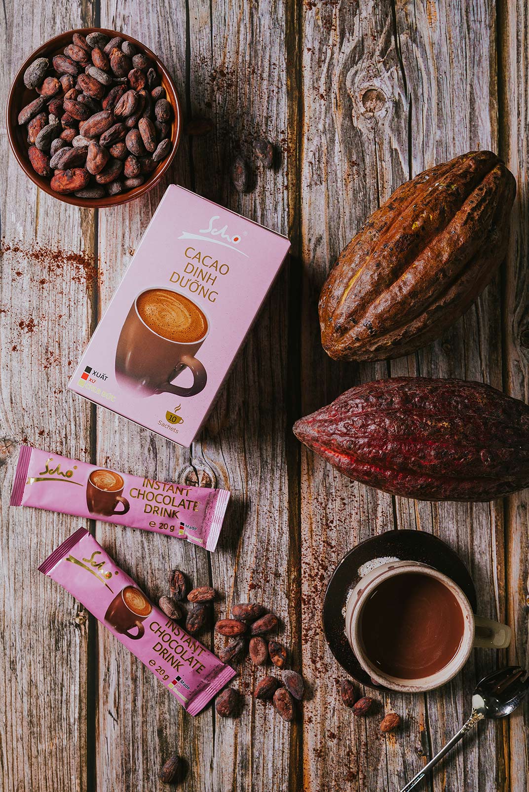 bột cacao hoà tan scho hồng của đức - hộp 10 bịch 20gr - hàng nhập khẩu 1