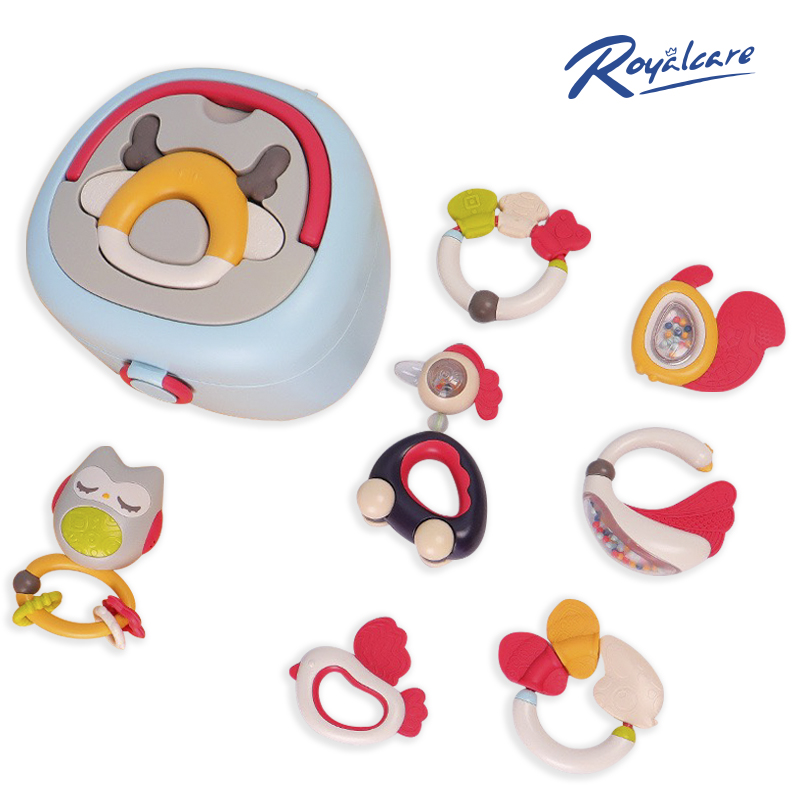 đồ chơi xúc xắc gặm nướu 8 món có hộp đựng royalcare 822-493-s8 màu sắc đáng yêu,âm thanh vui tai, thich thú 1