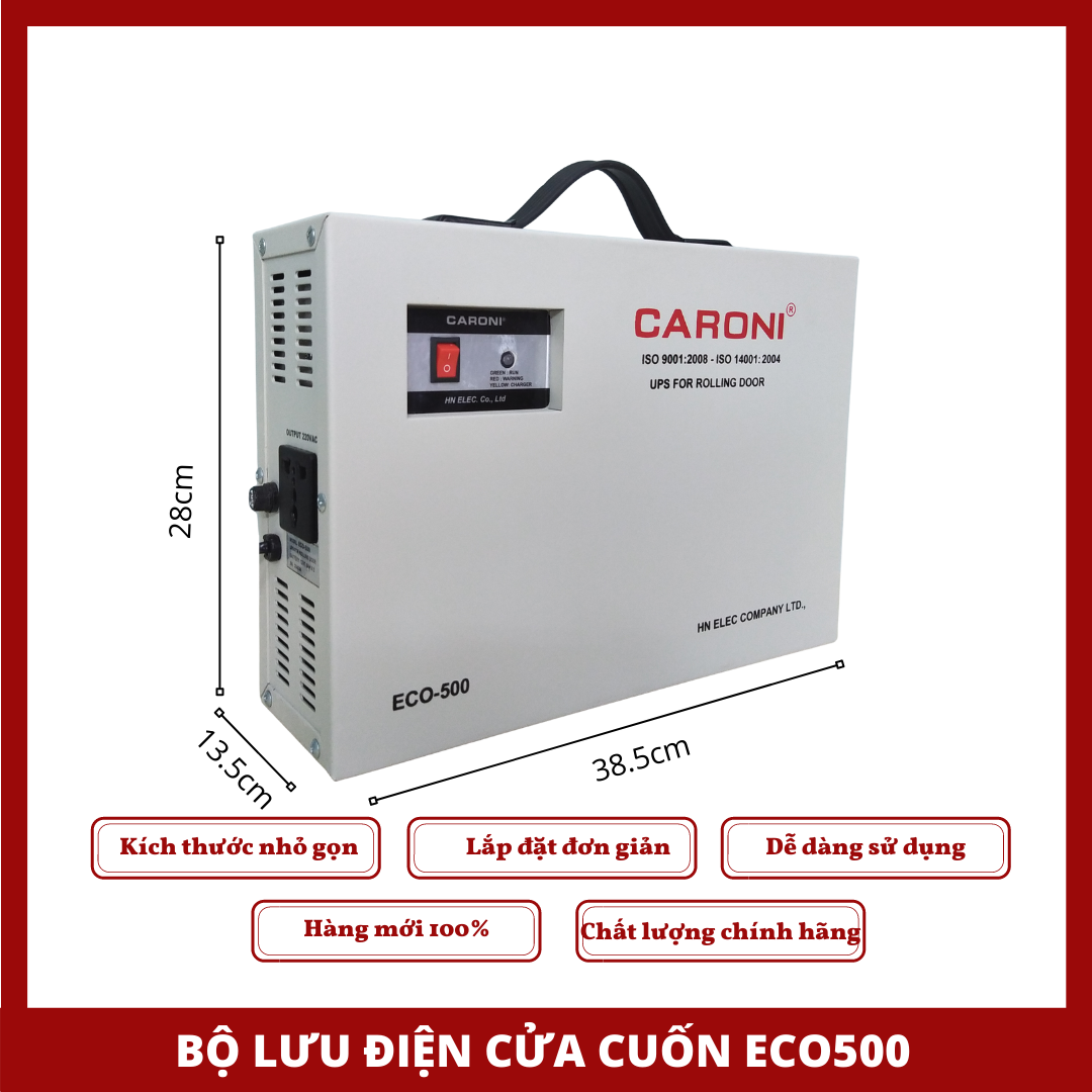 bộ lưu điện cửa cuốn caroni eco500, dùng cho motor 300kg-500kg, mới 100%, bảo hành 12 tháng 4